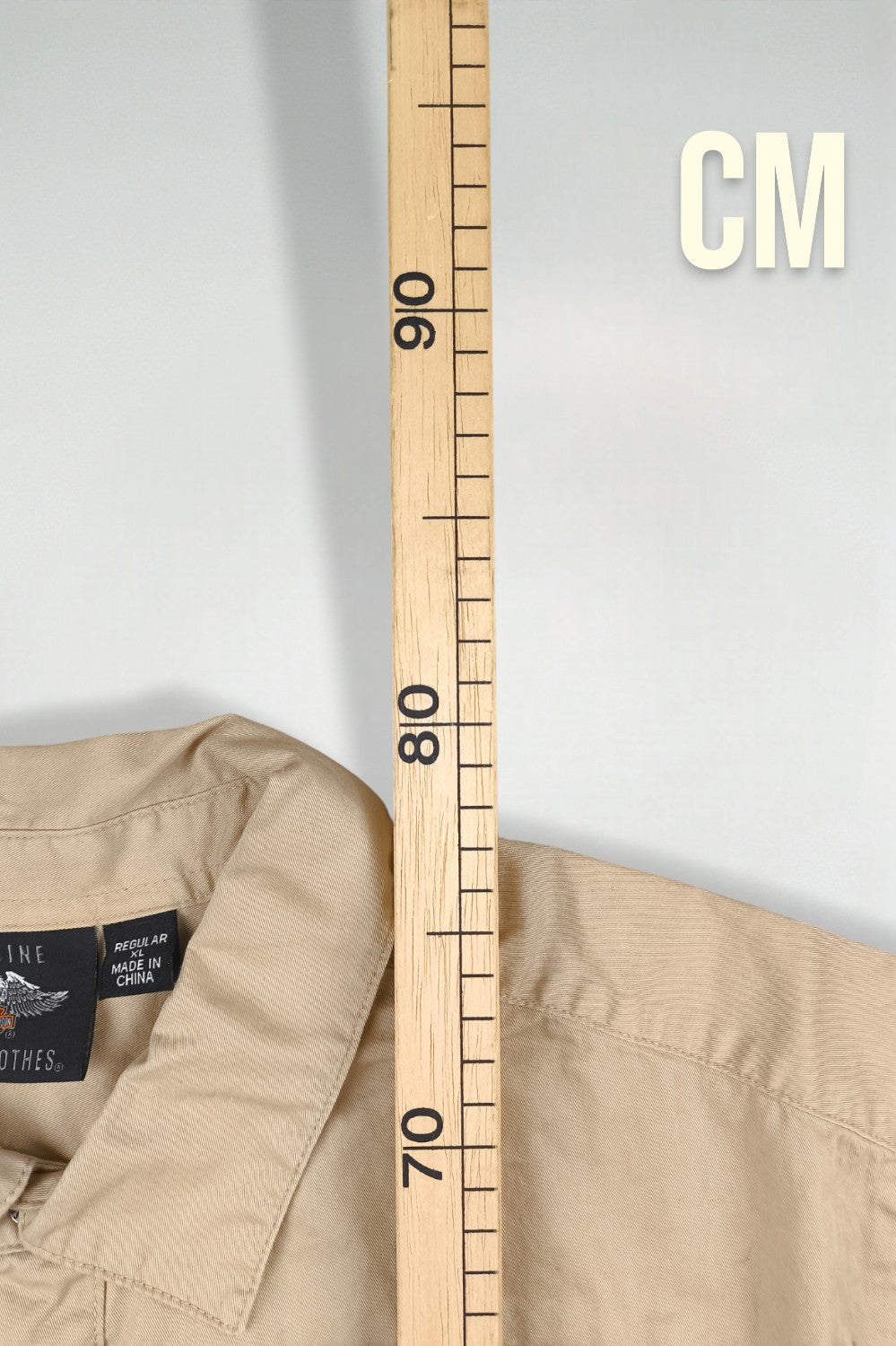 Camicia vintage Harley-Davidson a maniche corte con bottoni beige | Stile da lavoro anni 2000