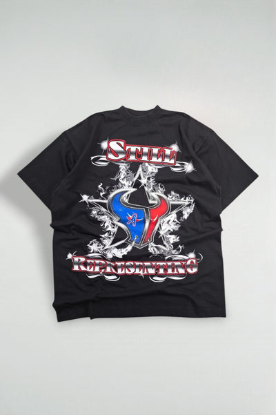 Maglietta Vintage Dream USA Houston Texans NFL nera rossa e blu | Abbigliamento della squadra anni 2000