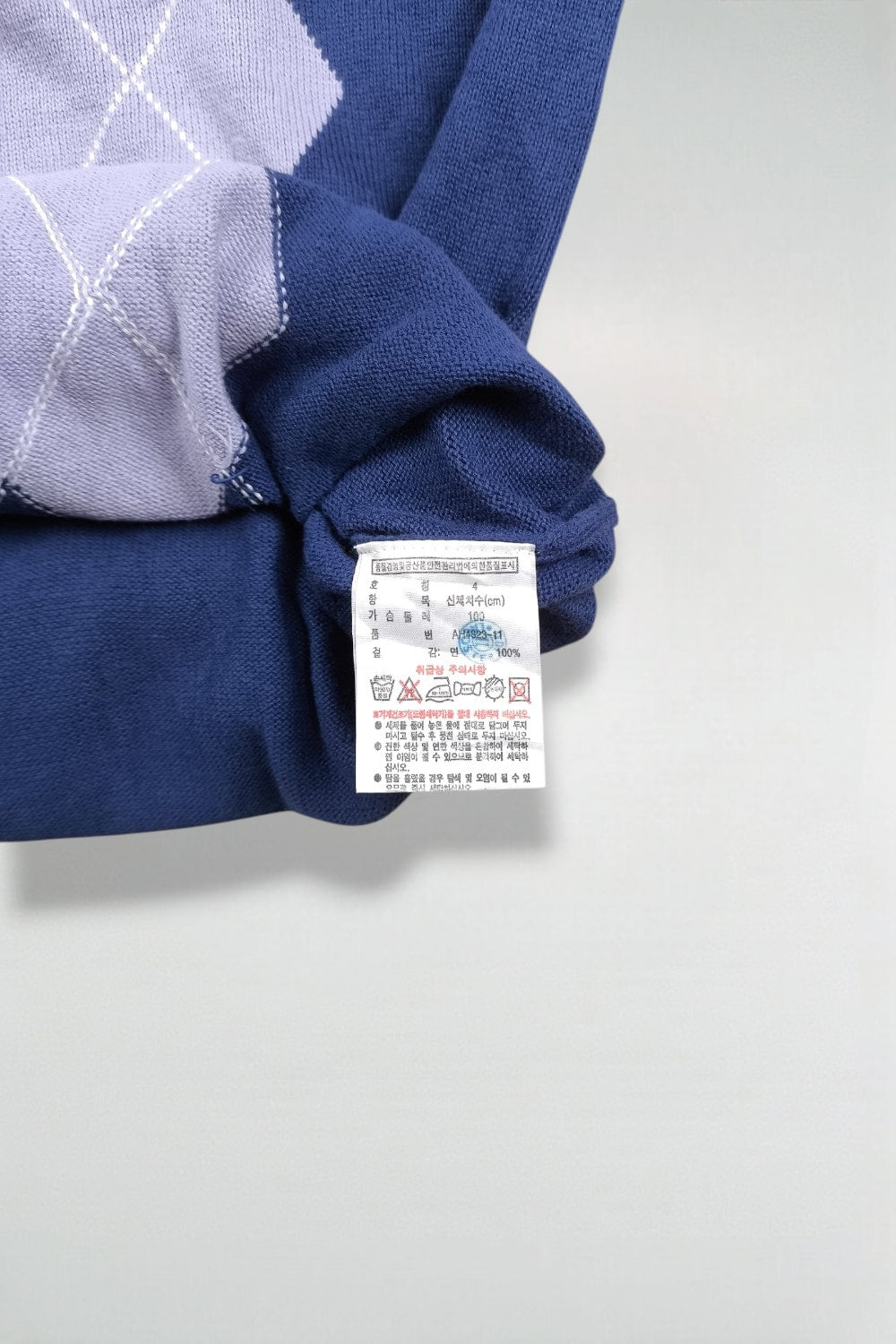 Maglione vintage Lacoste Argyle in maglia blu e lilla | Maglieria classica anni 2000