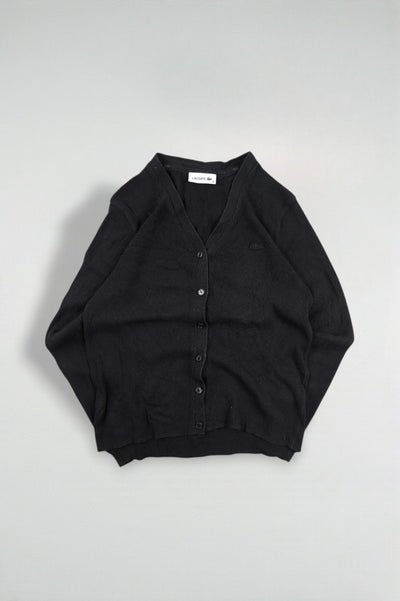 Cardigan Lacoste in maglia a coste nero di seconda mano | Maglieria da donna