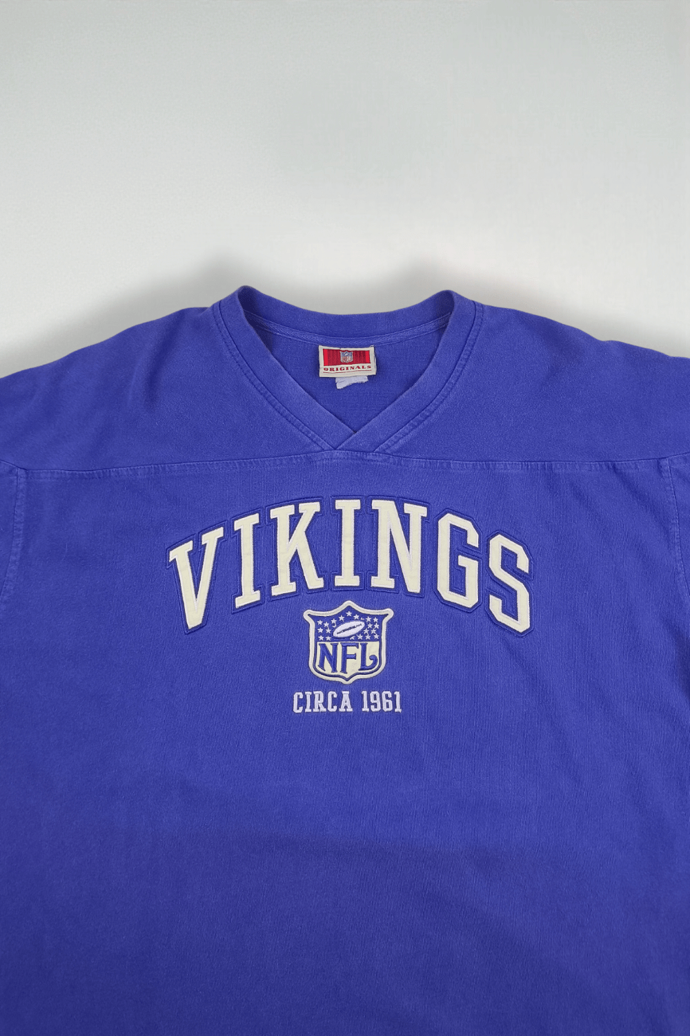 Maglia da football vintage a maniche lunghe NFL dei Minnesota Vikings, viola | Abbigliamento originale anni 2000