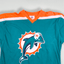 Maglietta vintage con grafica dei Miami Dolphins della NFL, verde acqua e arancione | Abbigliamento per tifosi anni 2000