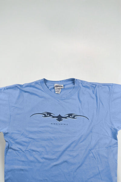 Maglietta vintage Aeropostale Tribal Flame Graphic Blu | Punto singolo anni 2000