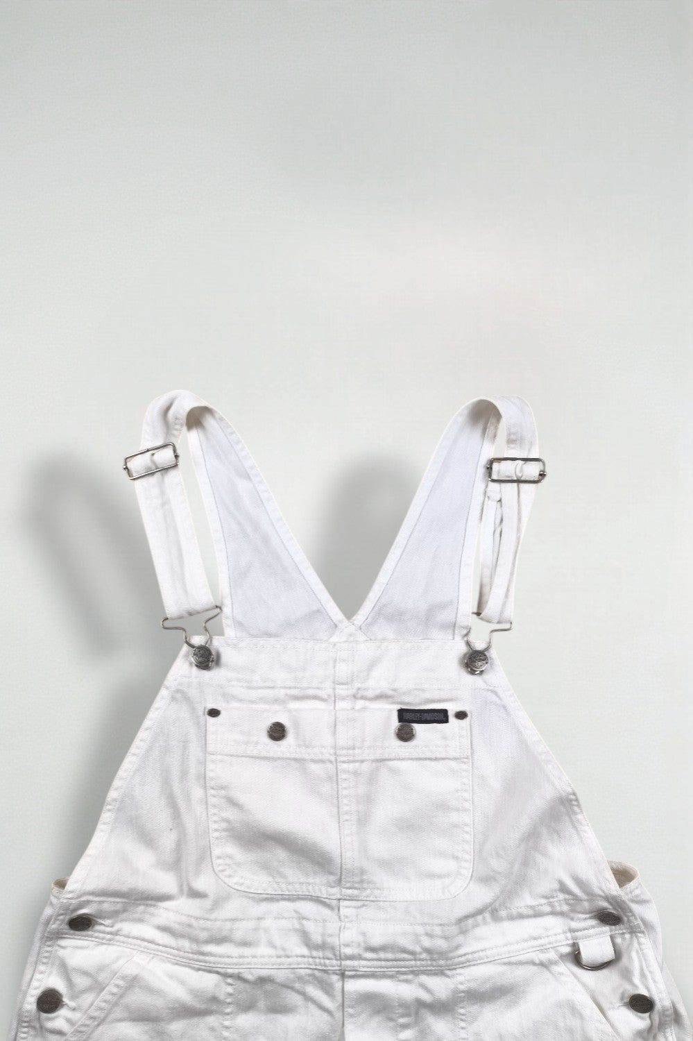 Salopette corta in denim bianco vintage Harley-Davidson | Collezione di abbigliamento da lavoro anni '90
