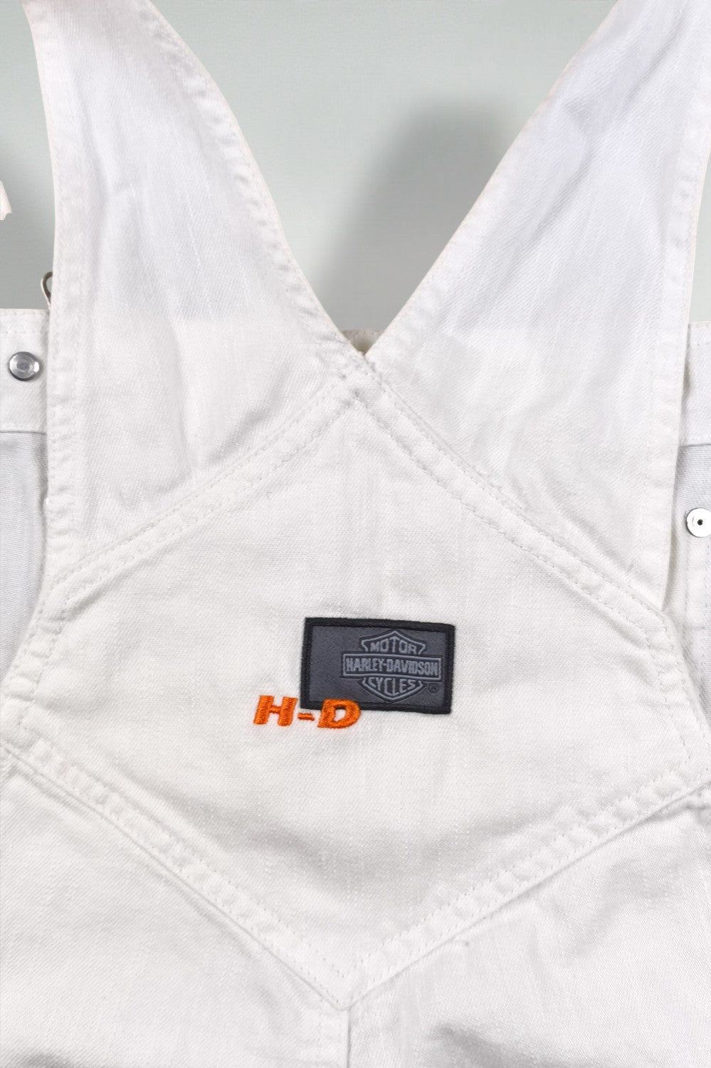 Salopette corta in denim bianco vintage Harley-Davidson | Collezione di abbigliamento da lavoro anni '90