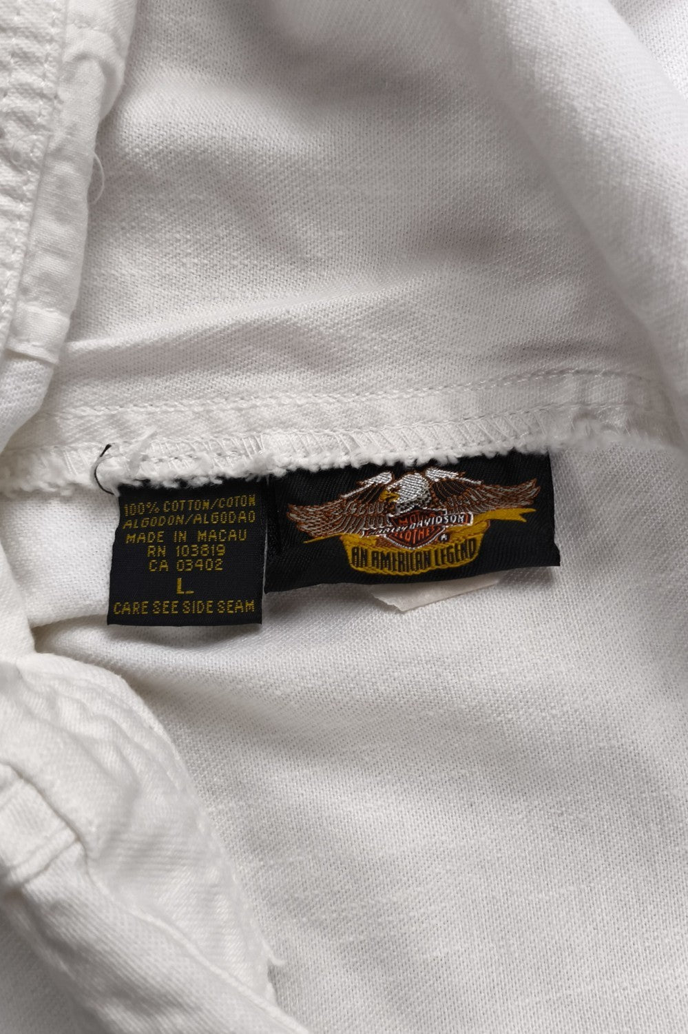 Salopette corta in denim bianco vintage Harley-Davidson | Collezione di abbigliamento da lavoro anni '90