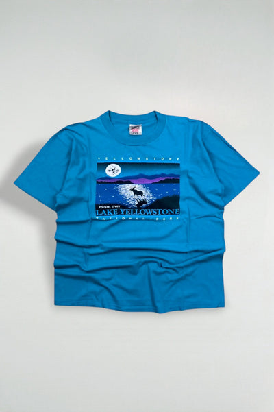 Maglietta vintage Oneita Yellowstone National Park blu | Punto singolo anni '80