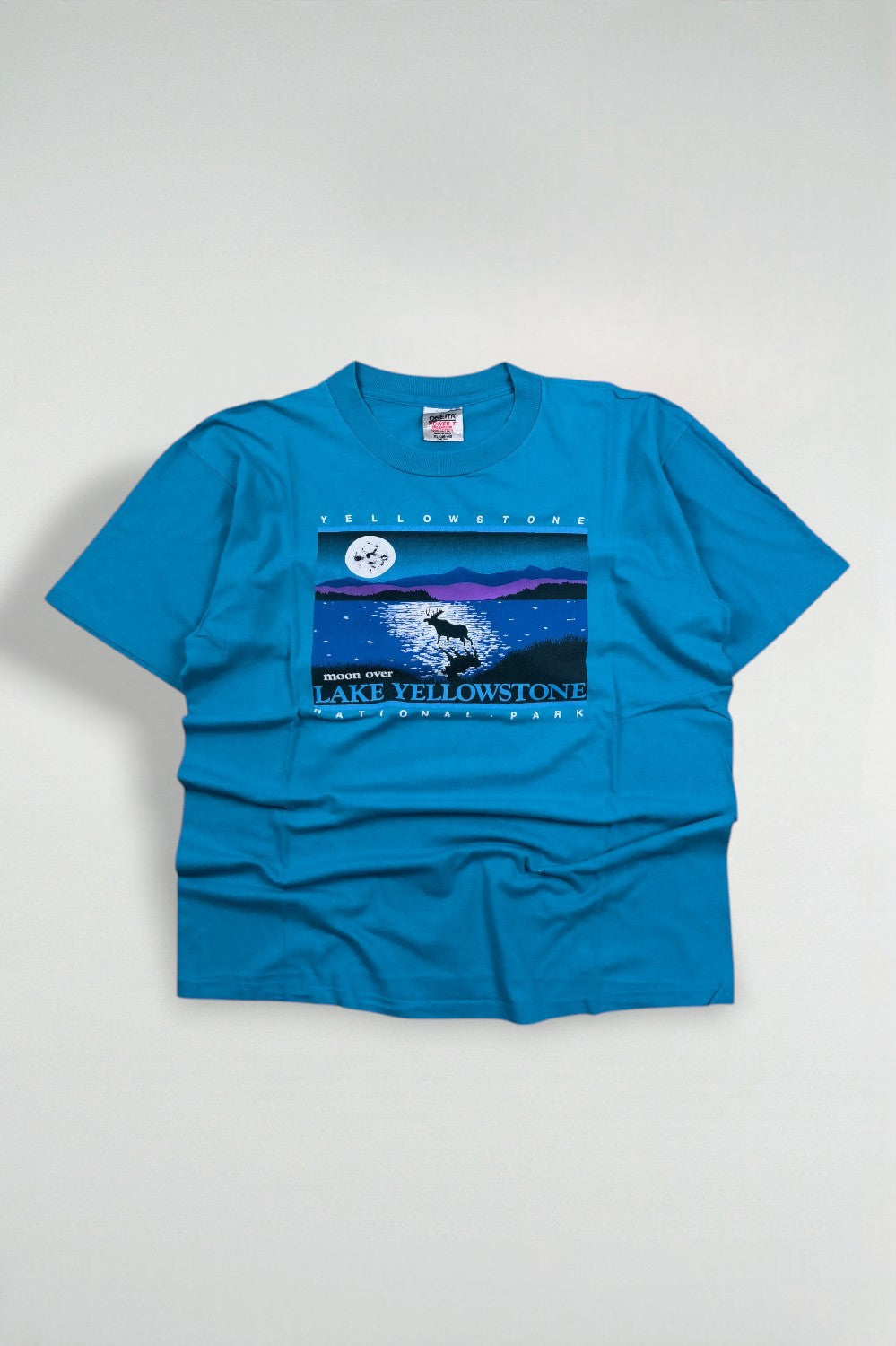 Maglietta vintage Oneita Yellowstone National Park blu | Punto singolo anni '80