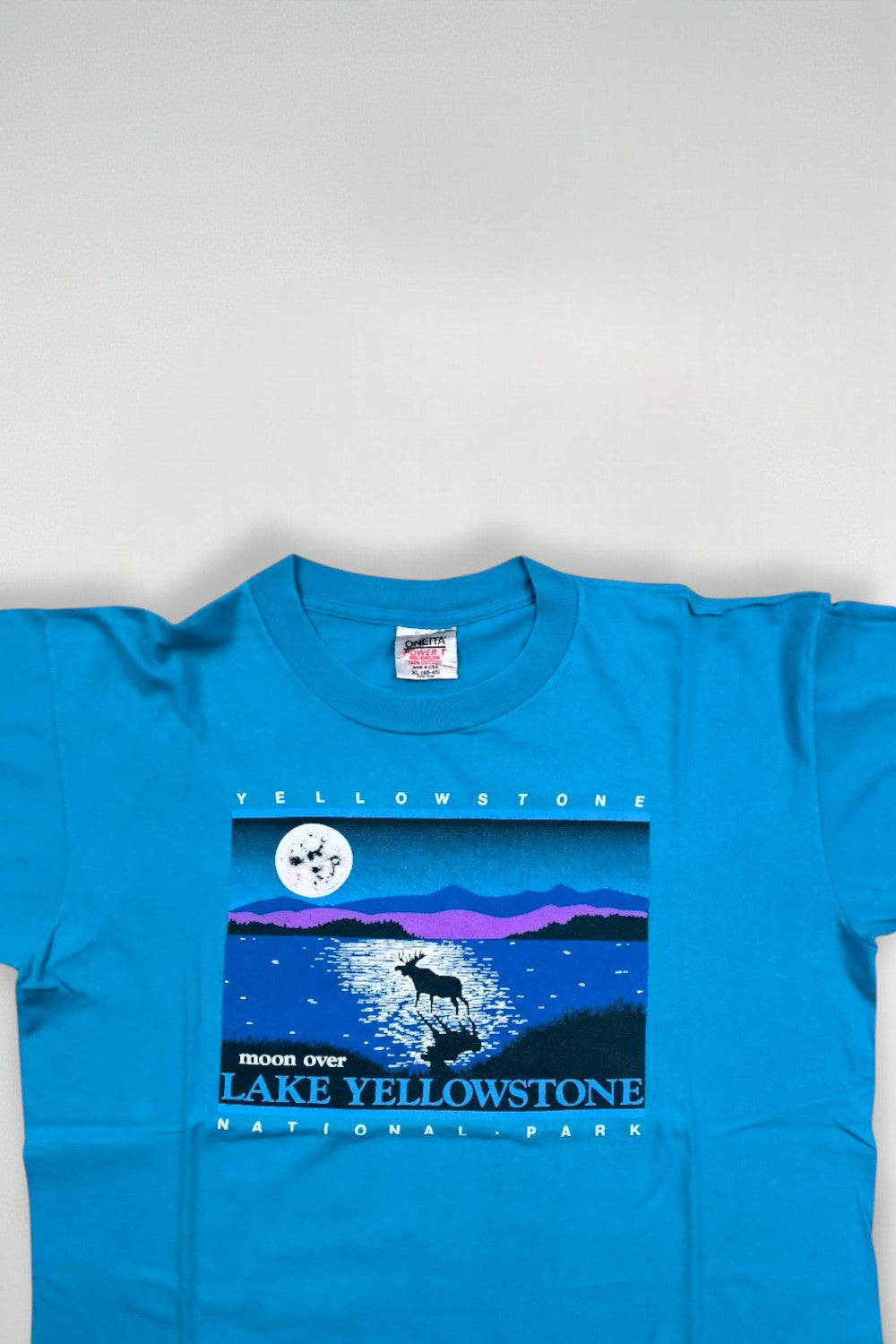 Maglietta vintage Oneita Yellowstone National Park blu | Punto singolo anni '80