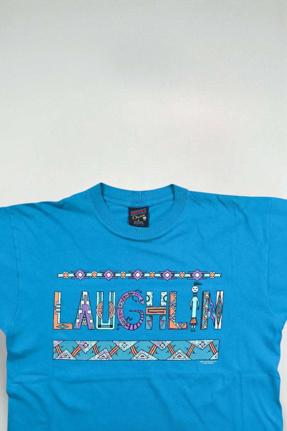 Maglietta grafica vintage Soffe's Choice Laughlin Southwest blu | Punto singolo anni '90