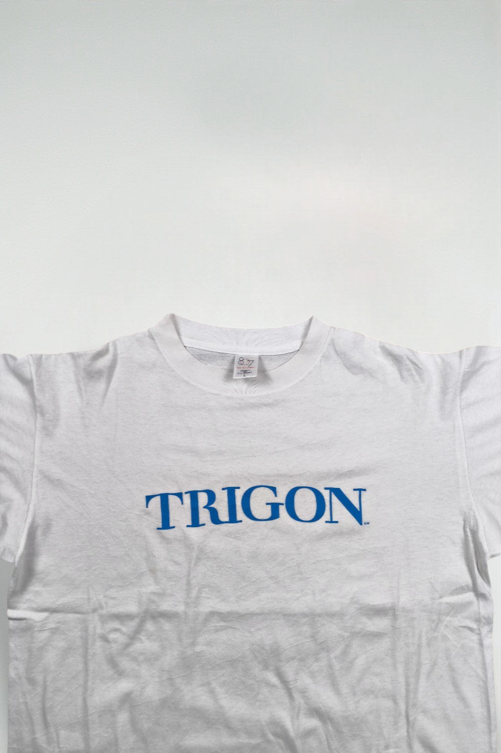Maglietta vintage con logo Trigon Spell bianca | Maglietta con punto singolo anni '90