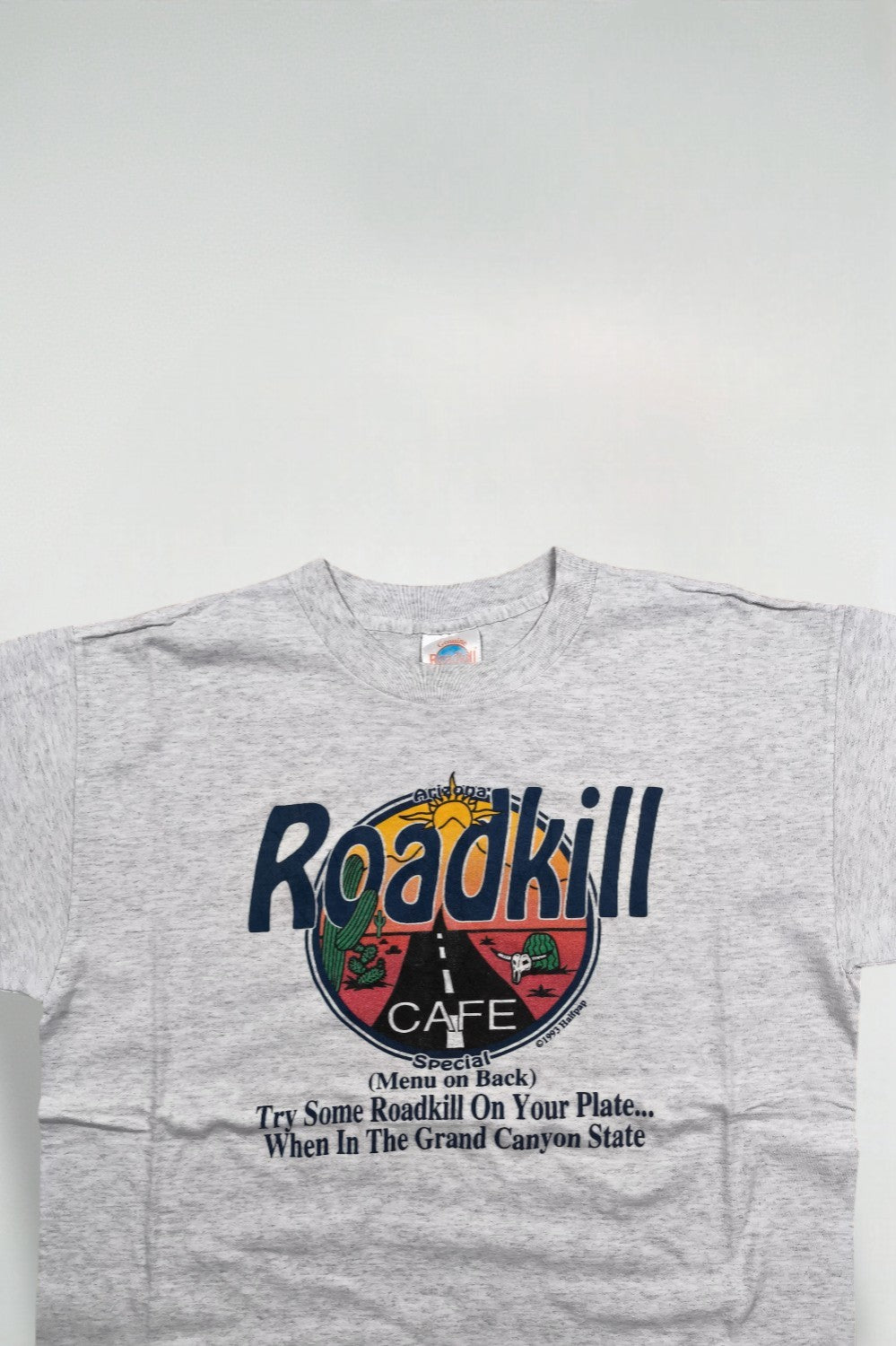 Maglietta vintage a punto singolo Roadkill Café Arizona grigia | Grafica originale anni '90