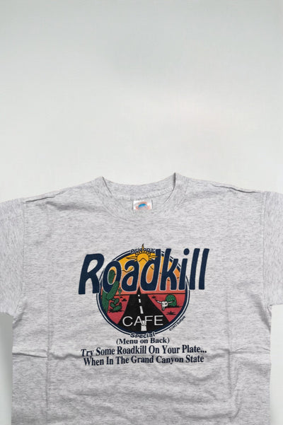 Maglietta vintage a punto singolo Roadkill Café Arizona grigia | Grafica originale anni '90