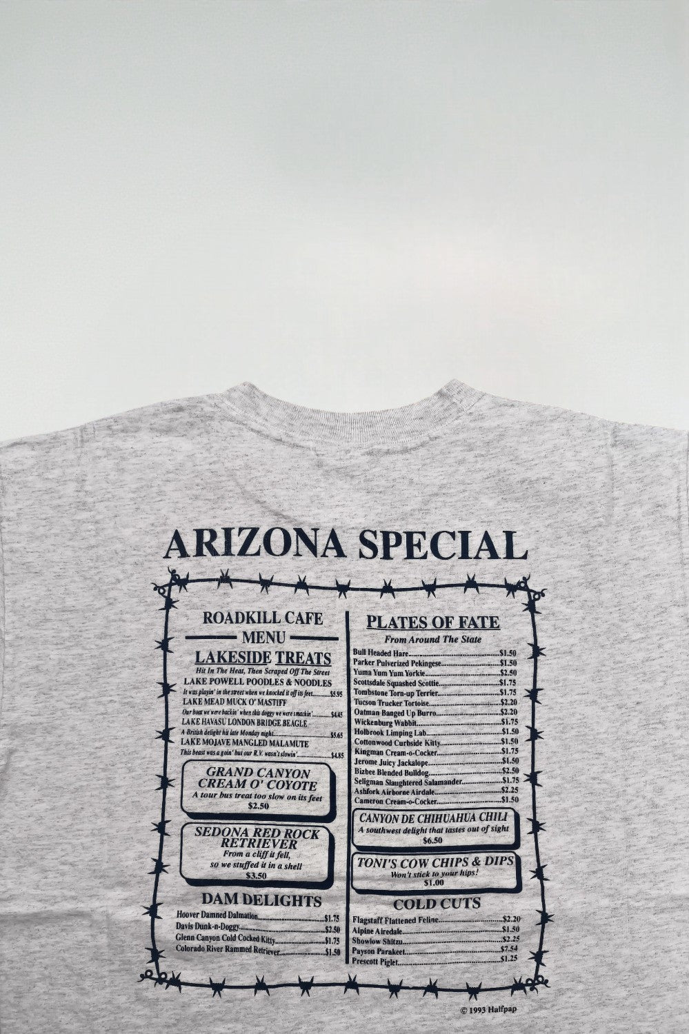 Maglietta vintage a punto singolo Roadkill Café Arizona grigia | Grafica originale anni '90