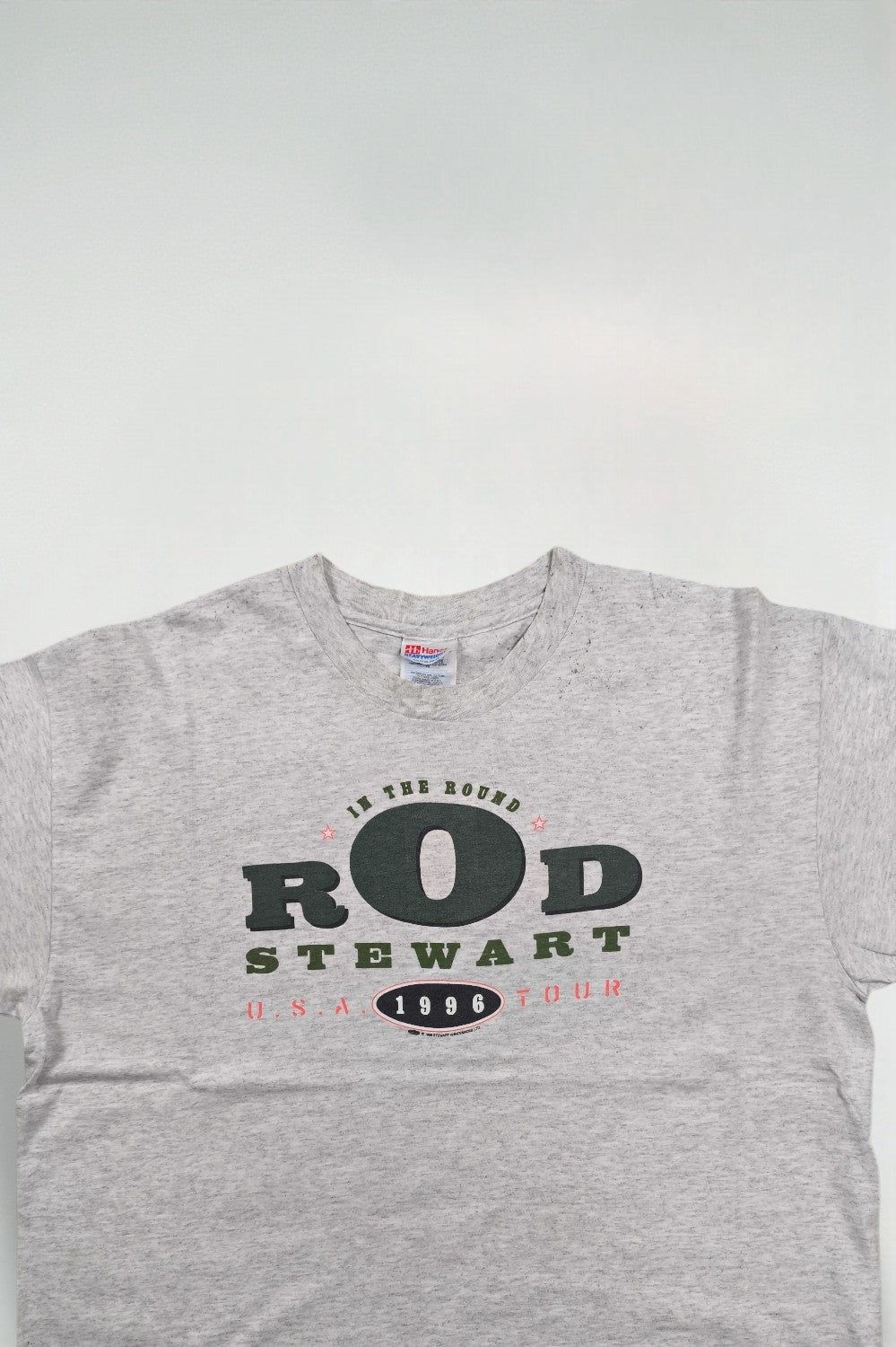 Maglietta vintage Hanes del tour di Rod Stewart del 1996, grigia | Merchandise della band degli anni '90