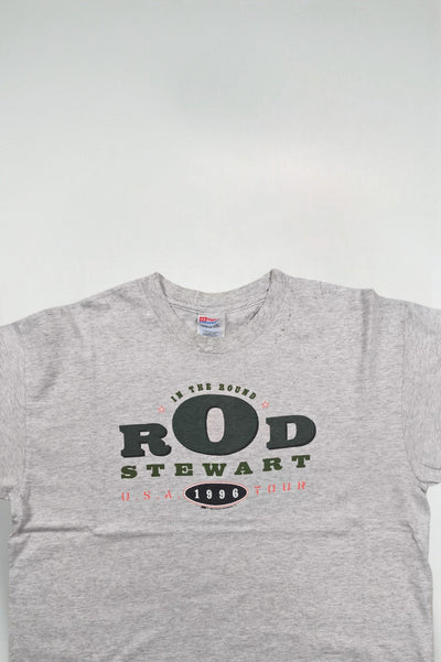 Maglietta vintage Hanes del tour di Rod Stewart del 1996, grigia | Merchandise della band degli anni '90
