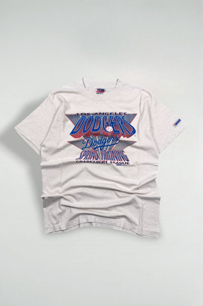 Maglietta vintage MLB dei Los Angeles Dodgers, bianca, blu e rossa | Abbigliamento della squadra degli anni '90