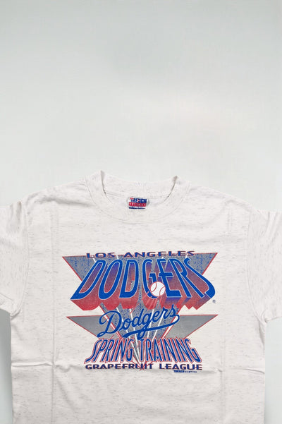 Maglietta vintage MLB dei Los Angeles Dodgers, bianca, blu e rossa | Abbigliamento della squadra degli anni '90