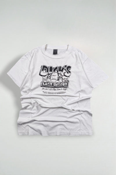 Maglietta grafica vintage Dick's Last Resort Chicago, bianca | Punto singolo anni '90