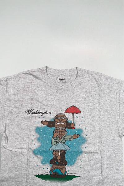 Maglietta vintage con grafica Totem Rain di Murina Washington, grigio mélange | Punto singolo anni '90