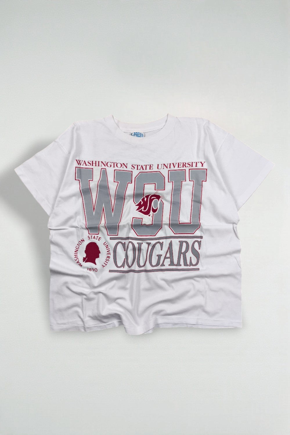 Maglietta vintage X-Press Lane Washington State Cougars bianca | Punto singolo anni '90