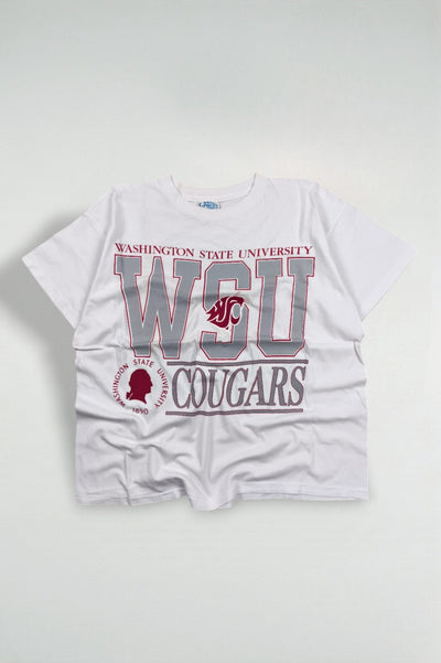 Maglietta vintage X-Press Lane Washington State Cougars bianca | Punto singolo anni '90