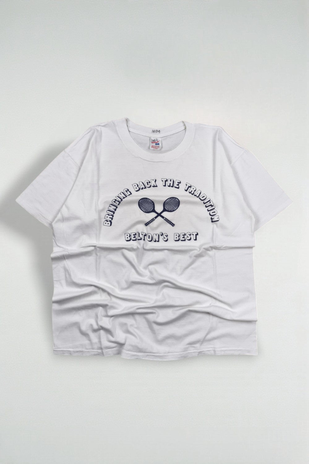 Maglietta da tennis vintage con grafica Pro Designer, bianca | Abbigliamento sportivo anni '90