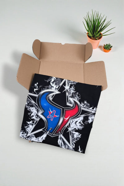 Maglietta Vintage Dream USA Houston Texans NFL nera rossa e blu | Abbigliamento della squadra anni 2000