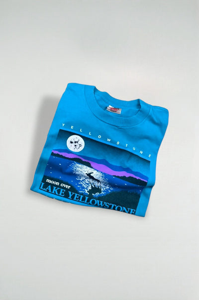 Maglietta vintage Oneita Yellowstone National Park blu | Punto singolo anni '80