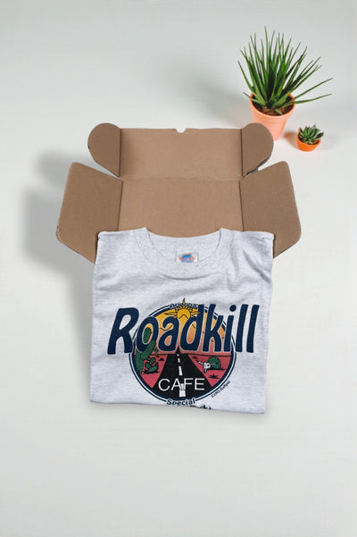 Maglietta vintage a punto singolo Roadkill Café Arizona grigia | Grafica originale anni '90
