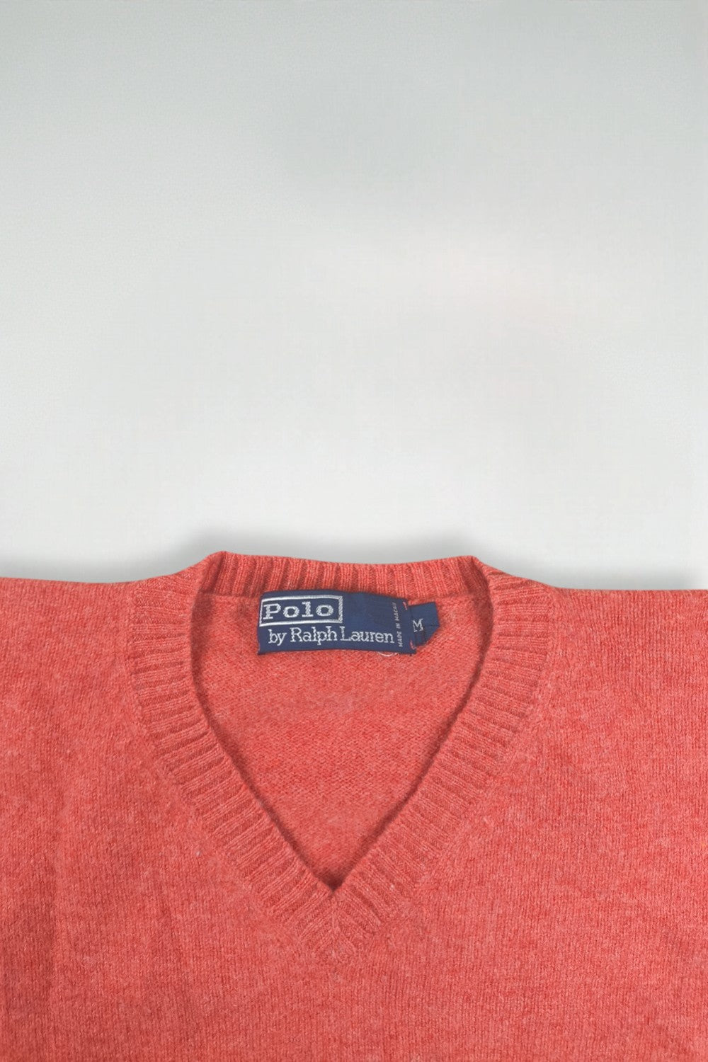 Maglione in lana d'agnello con scollo a V Polo Ralph Lauren di seconda mano, arancione | Maglieria anni 2000
