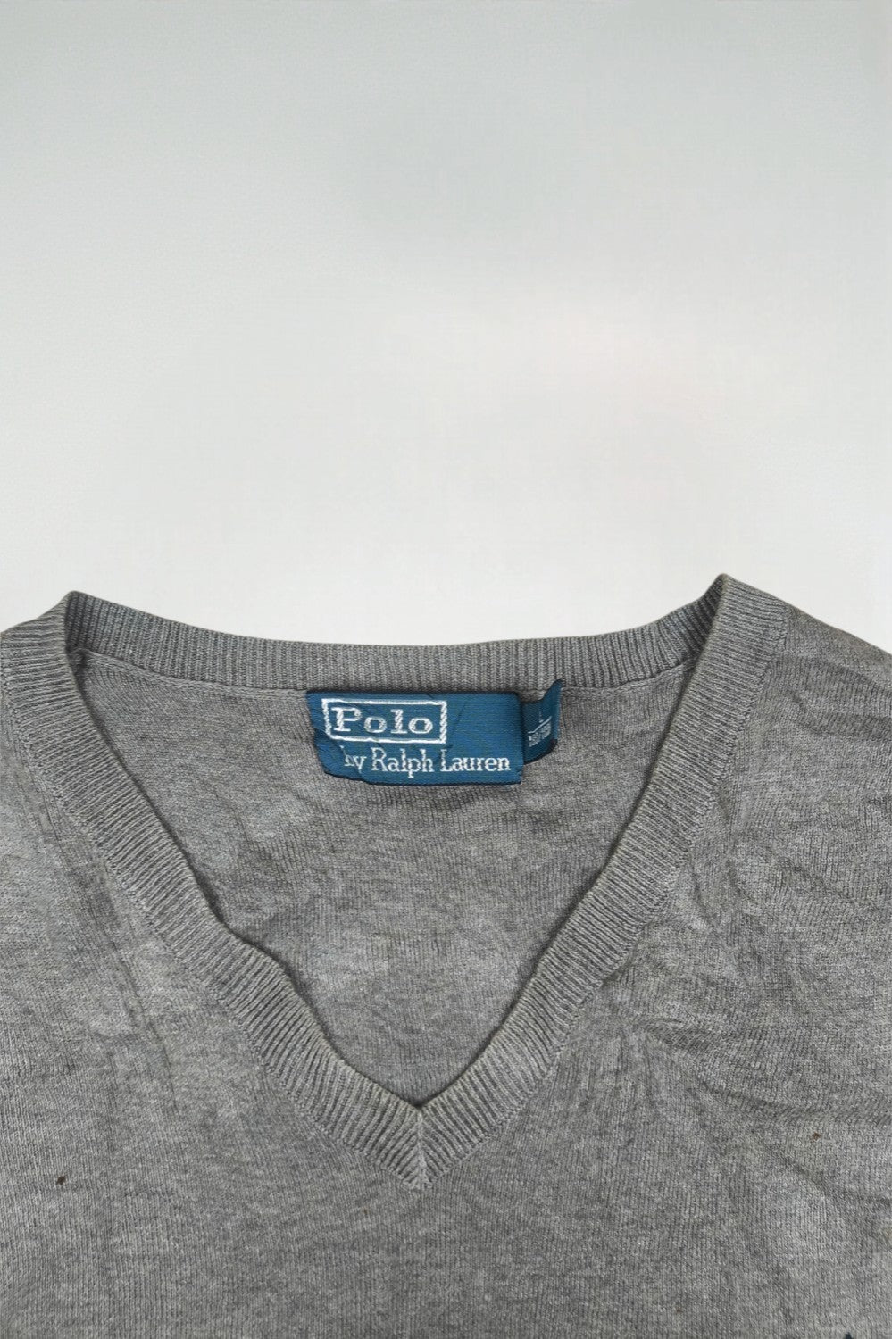 Maglione grigio con scollo a V di seconda mano di Polo Ralph Lauren | Cotone Pima