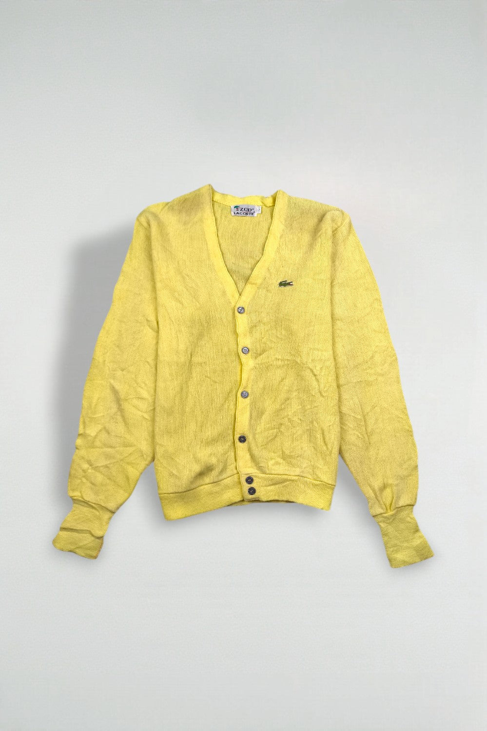 Cardigan vintage in maglia gialla Izod Lacoste | Maglieria classica anni '80