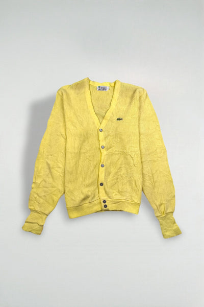 Cardigan vintage in maglia gialla Izod Lacoste | Maglieria classica anni '80