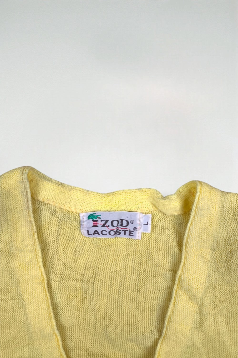 Cardigan vintage in maglia gialla Izod Lacoste | Maglieria classica anni '80