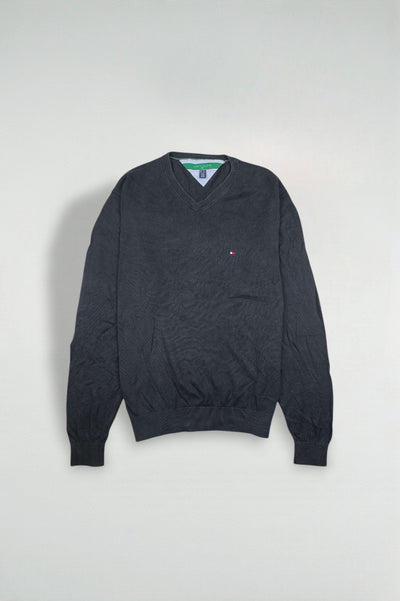 Maglione Tommy Hilfiger Golf con scollo a V di seconda mano, nero | Maglieria casual anni 2010