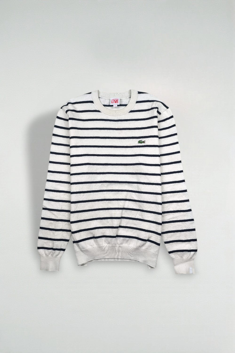 Maglione a righe Lacoste LIVE di seconda mano bianco/blu navy | Maglieria casual anni 2010