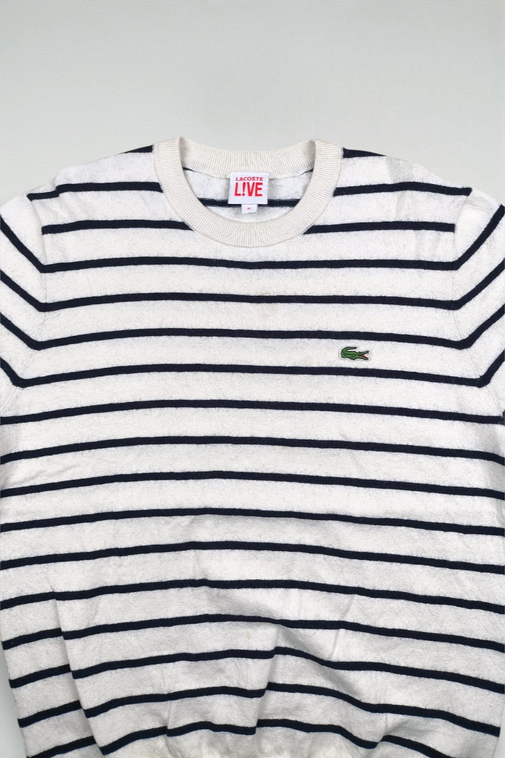 Maglione a righe Lacoste LIVE di seconda mano bianco/blu navy | Maglieria casual anni 2010
