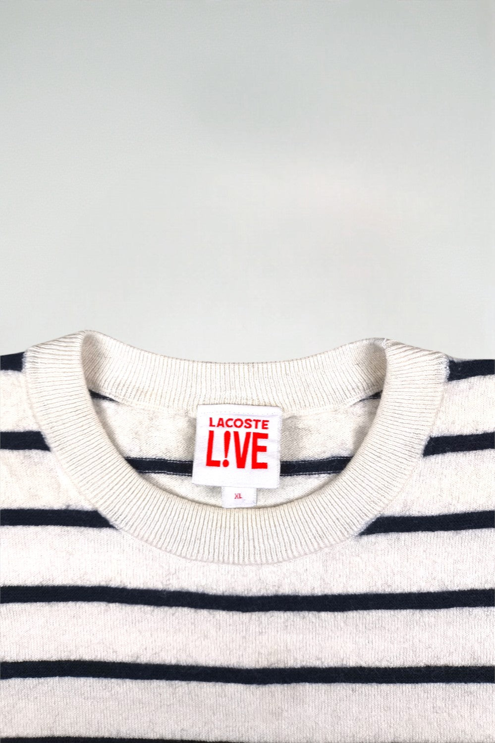 Maglione a righe Lacoste LIVE di seconda mano bianco/blu navy | Maglieria casual anni 2010