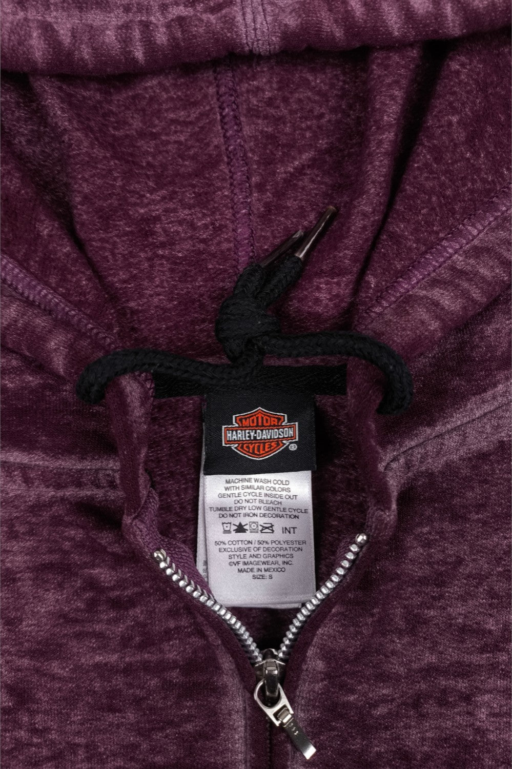 Felpa con cappuccio e zip Harley-Davidson Skull Graphic di seconda mano, viola | Capispalla streetwear anni 2010