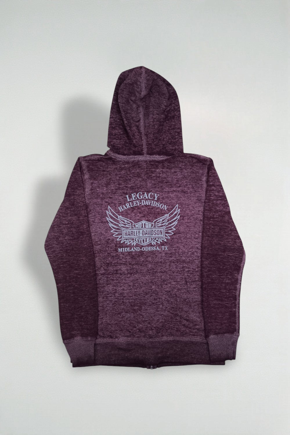 Felpa con cappuccio e zip Harley-Davidson Skull Graphic di seconda mano, viola | Capispalla streetwear anni 2010