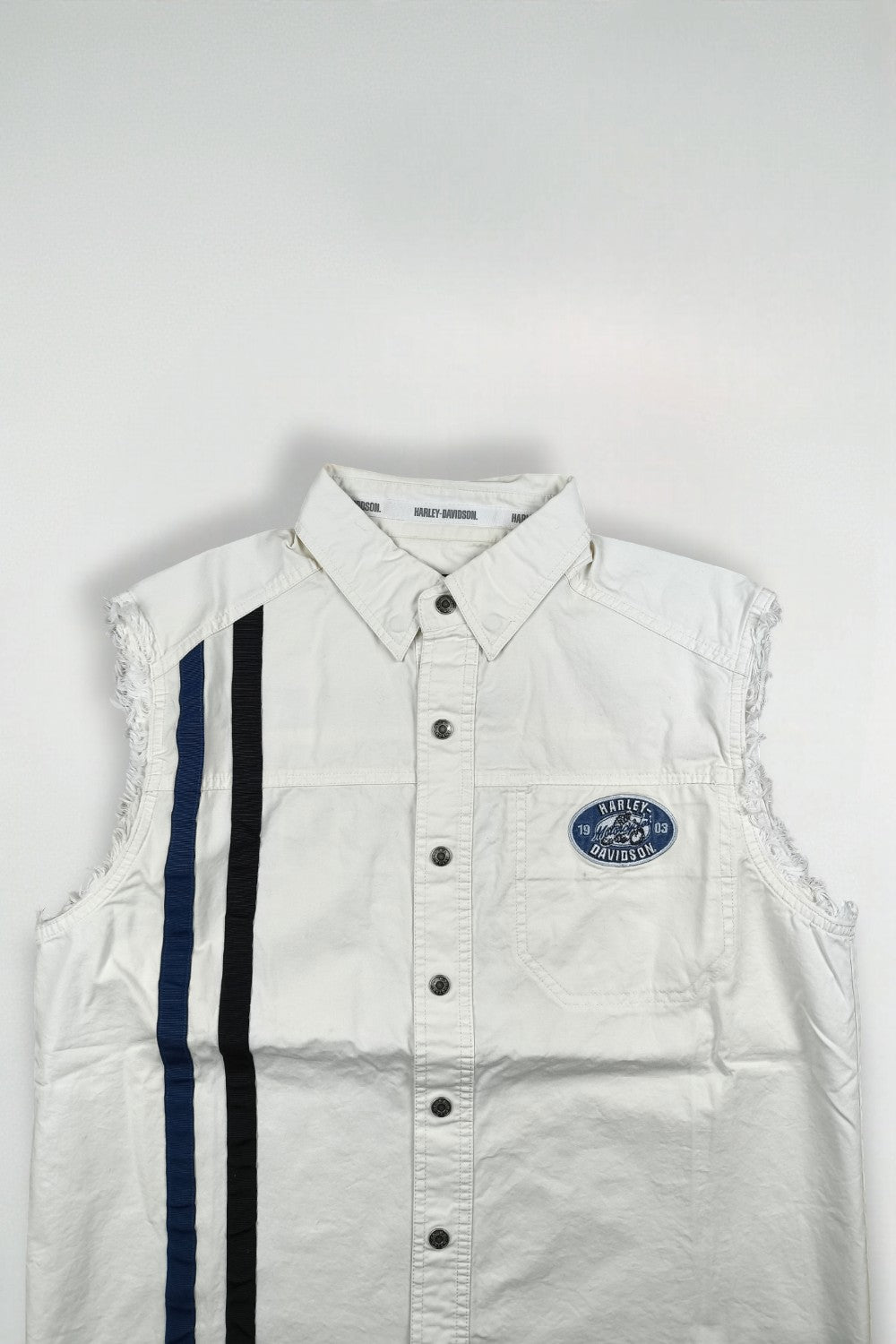 Maglietta senza maniche vintage Harley-Davidson Dirt Track bianca | Abbigliamento da corsa Y2K