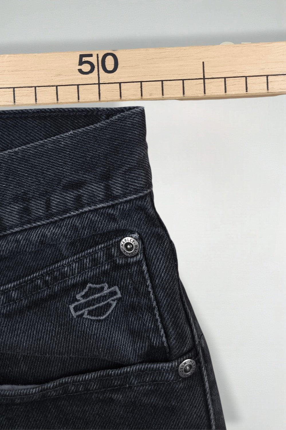 Jeans neri vintage Harley-Davidson | Abbigliamento motociclistico Y2K