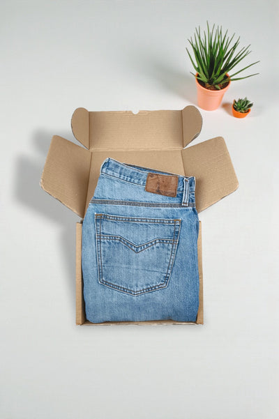 Jeans vintage Harley-Davidson a gamba dritta blu | Denim da motociclista anni 2000