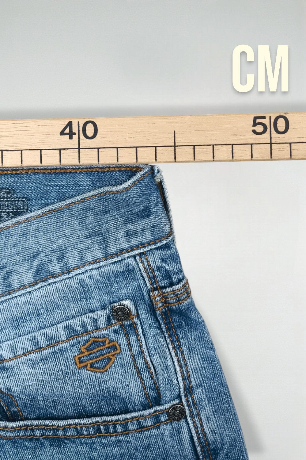Jeans vintage Harley-Davidson a gamba dritta blu | Denim da motociclista anni 2000