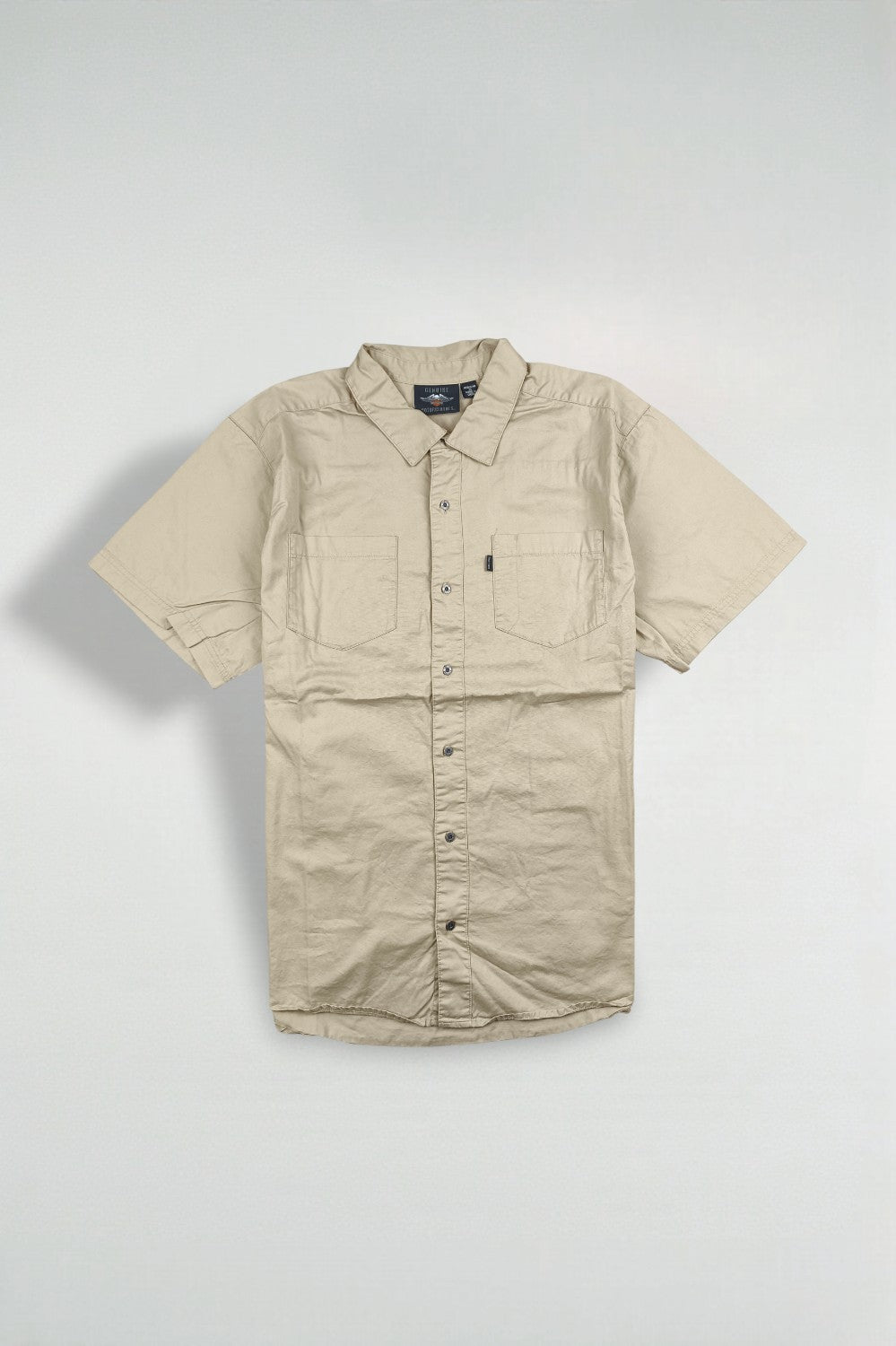 Camicia vintage Harley-Davidson a maniche corte con bottoni beige | Stile da lavoro anni 2000