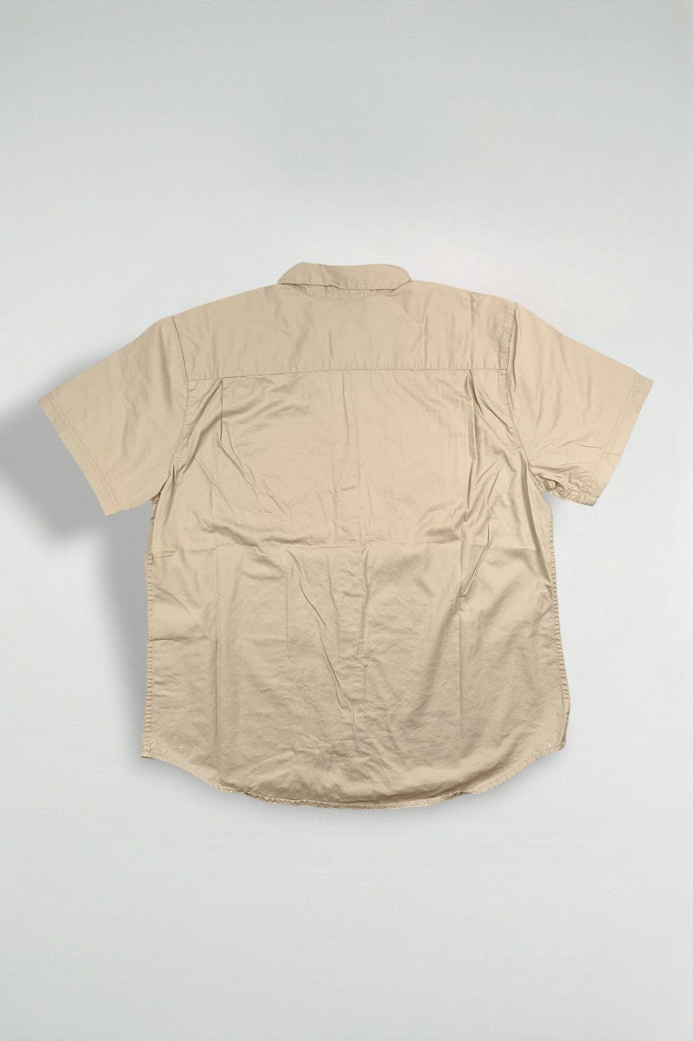 Camicia vintage Harley-Davidson a maniche corte con bottoni beige | Stile da lavoro anni 2000