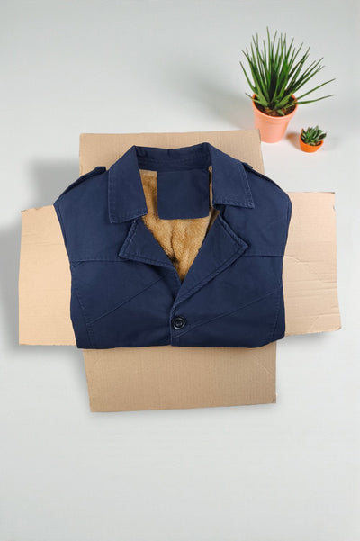 Trench foderato di seconda mano blu navy | Capospalla classico multiuso