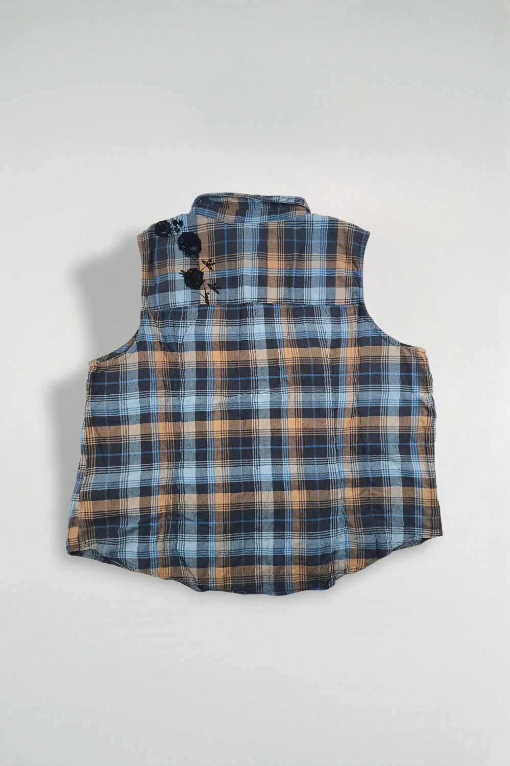 Camicia senza maniche a quadri vintage Harley-Davidson blu marrone | Top casual da donna Y2K