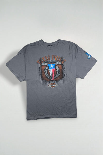 Maglietta grafica vintage Harley-Davidson Texas Pride grigia | Maglietta da motociclista anni 2000